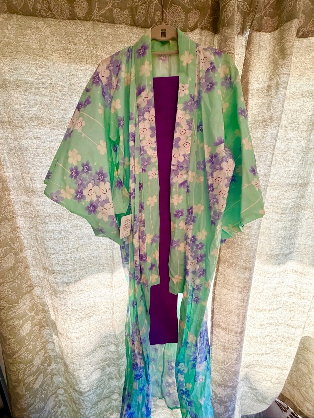 Mint Green Floral Yukata Robe